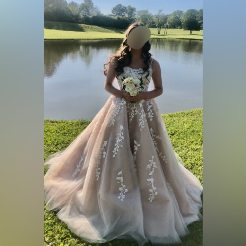 Sherri Hill elegant gown size 2 #53116 in blush ivory~beautiful!